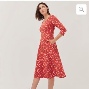 NWT PACT Brush Floral fit and flare midi party dress S